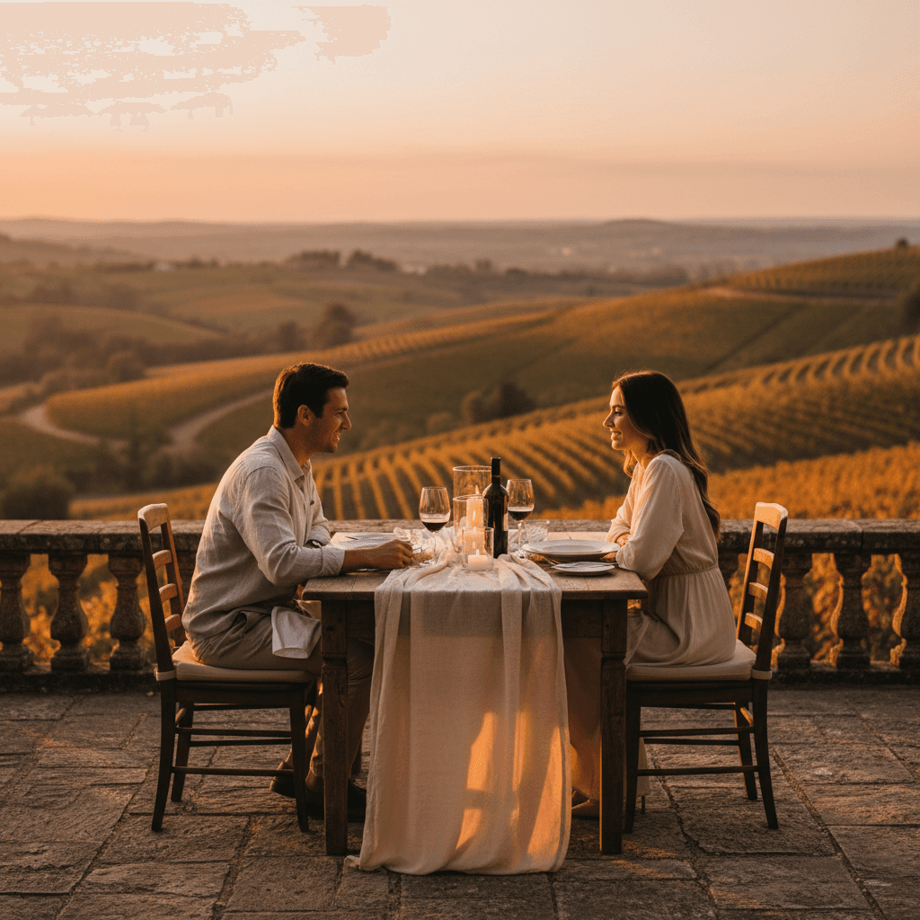 Private vineyard dining with landscape views
